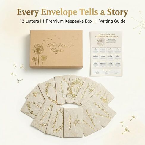 Tsukuzua Open When Envelopes for College Students, 12 Gold Stamped Open When Letters Keepsake Box, College Survival Gift Card Book, College Graduation Gift for Her, New Chapter Gifts for Women in Kuwait