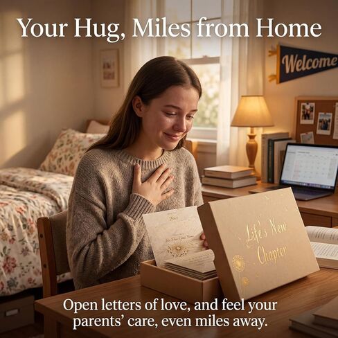 Tsukuzua Open When Envelopes for College Students, 12 Gold Stamped Open When Letters Keepsake Box, College Survival Gift Card Book, College Graduation Gift for Her, New Chapter Gifts for Women in Kuwait