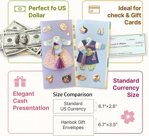 Korean Hanbok Gift Envelopes(pack of 2), Handmade Cash & Gift Card Holder with Silk Tassel & Gold Foil, Weddings, Birthdays, Baby Showers, Graduations, Christmas, white elephant gift in Saudi Arabia