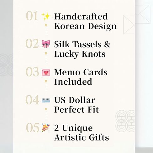 Korean Hanbok Gift Envelopes(pack of 2), Handmade Cash & Gift Card Holder with Silk Tassel & Gold Foil, Weddings, Birthdays, Baby Showers, Graduations, Christmas, white elephant gift in Saudi Arabia