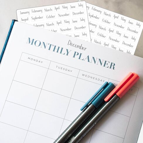 Clear Micro Month Stickers – 2 Sheet Set | .325" Tall Planner Month Labels | Transparent Calendar Stickers for Planners, Journals & Binders (Lily & Bloom) in Kuwait