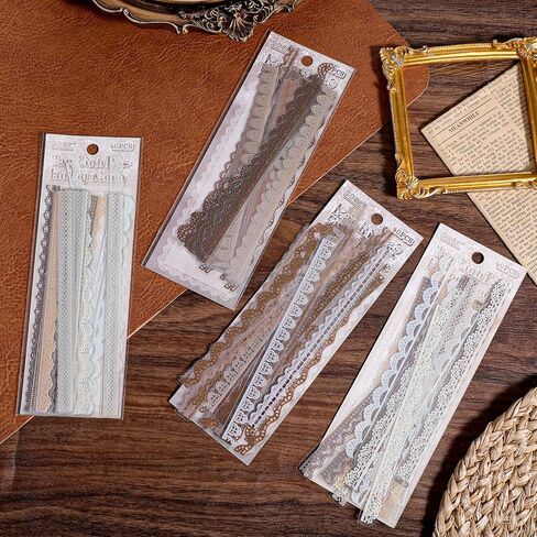 160 PCS Lace Stickers for Scrapbooking Vintage Border Stickers Scrapbook Embellishments Scrapbook Borders Junk Journal Supplies for DIY Craft Planners Wedding Invitations Photo Decoration in Saudi Arabia