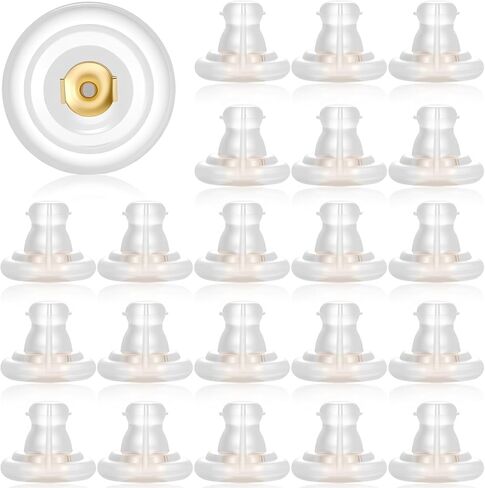 50 Pcs Big Silicone Earring Backs Replacements, No Irritation 18k Gold Plated Pierced Earrings Backs for Studs Heavy Droopy Ear Rings in Saudi Arabia