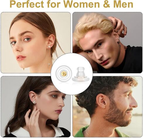 50 Pcs Big Silicone Earring Backs Replacements, No Irritation 18k Gold Plated Pierced Earrings Backs for Studs Heavy Droopy Ear Rings in Saudi Arabia