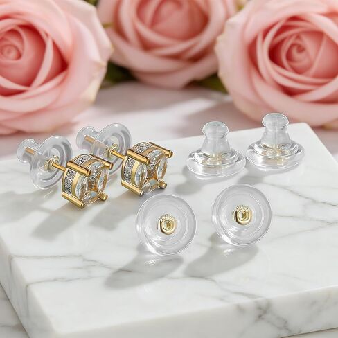 50 Pcs Big Silicone Earring Backs Replacements, No Irritation 18k Gold Plated Pierced Earrings Backs for Studs Heavy Droopy Ear Rings in Saudi Arabia