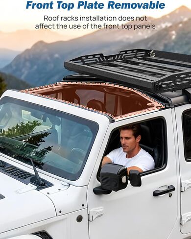 سلة رف سقف مطورة من JOYTUTUS متوافقة مع 2018-2026 Wrangler JL & Gladiator JT (السطح الصلب فقط)، قابلة للطي والتوسيع بحرية، حامل البضائع على سقف السيارة 350 رطلاً in Kuwait