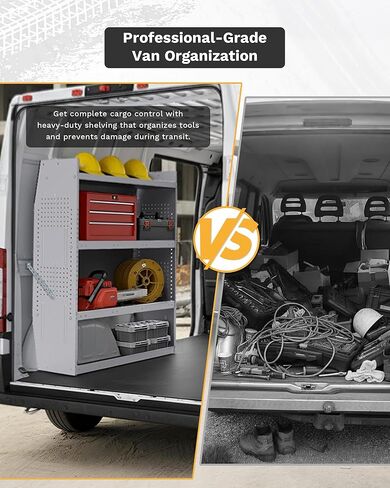 SV-5246 Steel Low/Mid/High Roof Van Shelving Storage System Fits Transit, GM, NV, Promaster, Sprinter and Metris, Contoured Shelving Unit, 52" W x 46" H x 13" D in Saudi Arabia