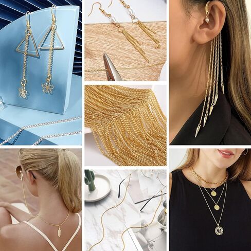 33 Feet 18K Gold PVD Plated Stainless Steel Curb Chain Bulk, 2mm 304 Stainless Steel Flat Twisted Link Chains Roll Spool for Jewelry Making Necklace DIY Craft in Kuwait