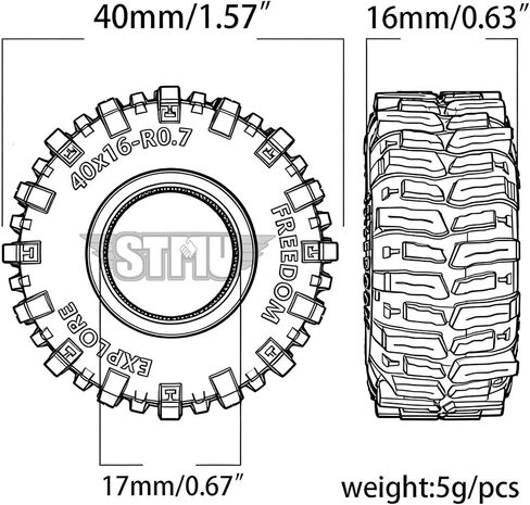 STMU 0.7'' MUD Tires OD 40 * 16mm Soft Sticky Tyres For /30 1/32 RC Crawler Axial SCX30 Redcat Ascent-32 Tires Upgrades (Tires) in Saudi Arabia