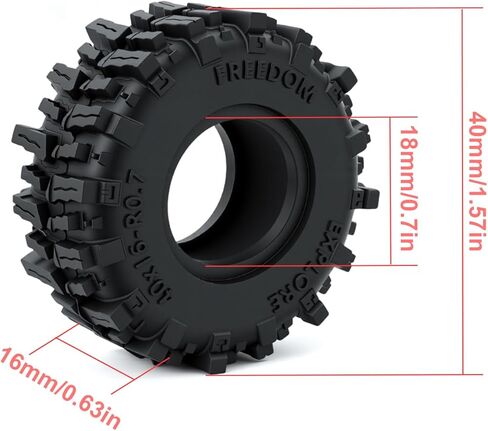 4 قطعة 40*16 مللي متر 0.7 "إطارات عجلة مطاطية لـ 1/30 SCX30 برونكو Ascent-32 in Kuwait