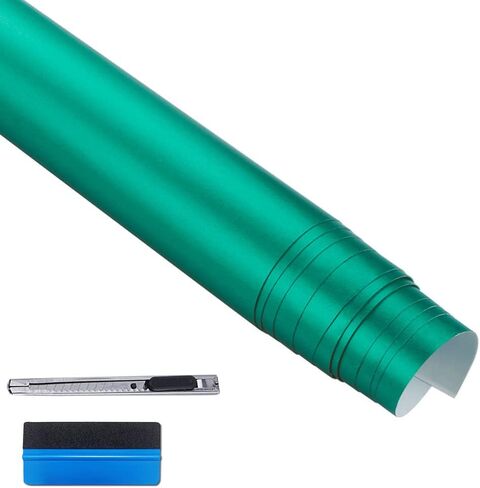LZLRUN Car Metallic Satin Matte Chrome Ice Vinyl Wrap Sticker Bubble Free (Light Blue, 1ft x 5ft) in Kuwait