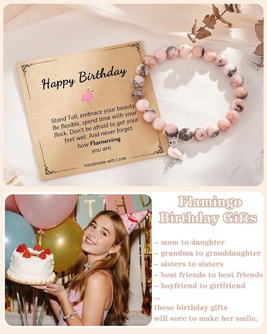 ASKRAIN Flamingo Birthday Gifts for Women, 18th Birthday Gifts for Teen Girls, Flamingo Bracelet for Granddaughter Daughter Sister Niece Friends in Saudi Arabia