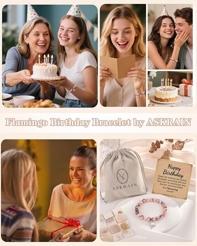ASKRAIN Flamingo Birthday Gifts for Women, 18th Birthday Gifts for Teen Girls, Flamingo Bracelet for Granddaughter Daughter Sister Niece Friends in Saudi Arabia