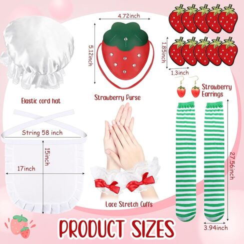 Coume 7 Pcs Strawberry Cake Costume Women Halloween Sweety Berry Accessories for Women Adult Halloween Cosplay Dress up Party in Saudi Arabia