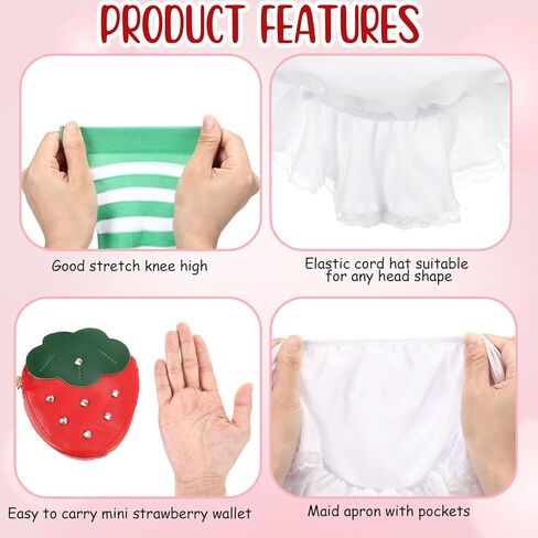 Coume 7 Pcs Strawberry Cake Costume Women Halloween Sweety Berry Accessories for Women Adult Halloween Cosplay Dress up Party in Saudi Arabia