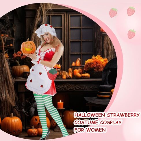 Coume 7 Pcs Strawberry Cake Costume Women Halloween Sweety Berry Accessories for Women Adult Halloween Cosplay Dress up Party in Saudi Arabia