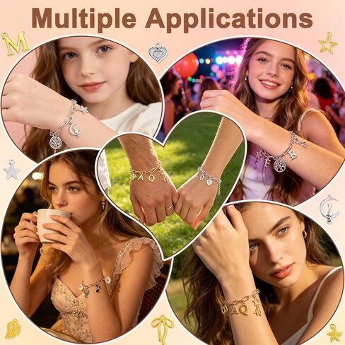 NEBURORA 328 Pcs Charm Bracelet Making Kit Rose Gold Silver Chain Bracelets Includes Paperclip Chain Bracelets Small Pendants and Jumping Rings for DIY Jewelry Making in Kuwait
