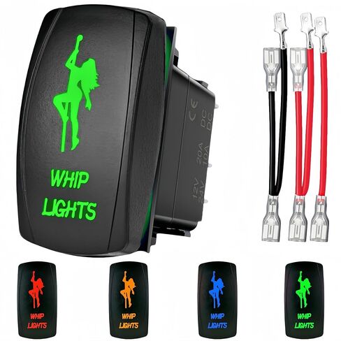 سوط أضواء الروك التبديل 5 دبوس SPST 12V-24V DC البحرية قارب للماء الثقيلة تبديل التبديل على الخروج، الليزر محفورا الروك التبديل مع أسلاك العبور للسيارات سيارة شاحنة RV ATV UTV (الأزرق) in Kuwait