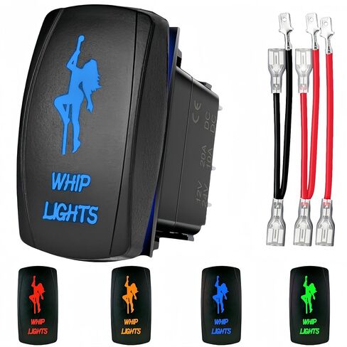 سوط أضواء الروك التبديل 5 دبوس SPST 12V-24V DC البحرية قارب للماء الثقيلة تبديل التبديل على الخروج، الليزر محفورا الروك التبديل مع أسلاك العبور للسيارات سيارة شاحنة RV ATV UTV (الأزرق) in Kuwait