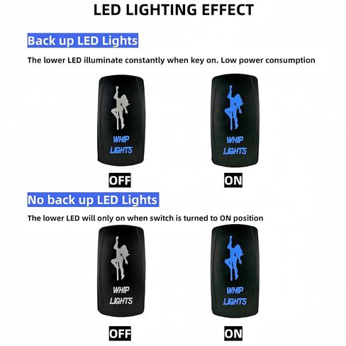 سوط أضواء الروك التبديل 5 دبوس SPST 12V-24V DC البحرية قارب للماء الثقيلة تبديل التبديل على الخروج، الليزر محفورا الروك التبديل مع أسلاك العبور للسيارات سيارة شاحنة RV ATV UTV (الأزرق) in Kuwait