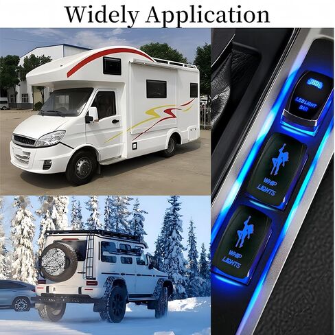 سوط أضواء الروك التبديل 5 دبوس SPST 12V-24V DC البحرية قارب للماء الثقيلة تبديل التبديل على الخروج، الليزر محفورا الروك التبديل مع أسلاك العبور للسيارات سيارة شاحنة RV ATV UTV (الأزرق) in Kuwait