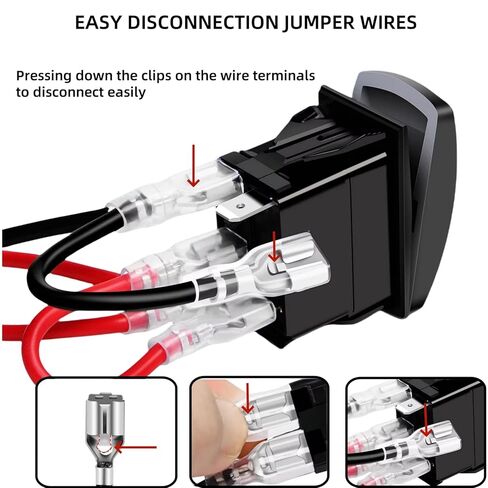 سوط أضواء الروك التبديل 5 دبوس SPST 12V-24V DC البحرية قارب للماء الثقيلة تبديل التبديل على الخروج، الليزر محفورا الروك التبديل مع أسلاك العبور للسيارات سيارة شاحنة RV ATV UTV (الأزرق) in Kuwait