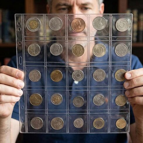 150pcs Pocket Coin Sleeves for All Coins, Plastic Pockets Coin Holders for Collectors, 5 Sheets Coin Pages Collection Storage Supplies for Stamp, Badges, SD Cards- Clear in Saudi Arabia