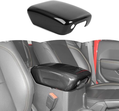 غطاء وحدة التحكم المركزية RT-TCZ غطاء مسند الذراع غطاء الكسوة ملحقات الديكور الداخلية لسيارة Jeep Wrangler JL JLU & Gladiator JT 2018-2025 (ألياف الكربون السوداء) in Kuwait