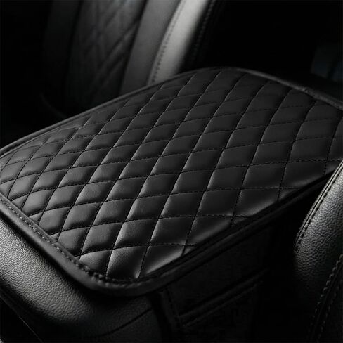 Car Center Console Cover, Arm Rest Cover for Car, Leather Armrest Cushion Pad with 2 Storage Bags, Automotive Interior Arm Rest Seat Box Pad Accessories for Most SUV Sedan Truck (Black) in Kuwait