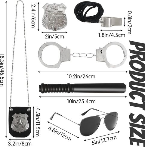 Bvrbaory 5PCS Police Pretend Costume Accessories,Police Pretend Play Toy Set for Kids,Mens Police Officer Accessory with Policeman Hat,Sunglass Handcuffs for Halloween Dress Up Costumes in Saudi Arabia