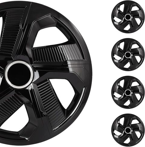 SCITOO 15 Inch Hubcaps 4-Pack Black & Silver Wheel Rim Cover Replacement Universal Fit Snap on R15 PP Material Set of 4 Hubcaps in Kuwait