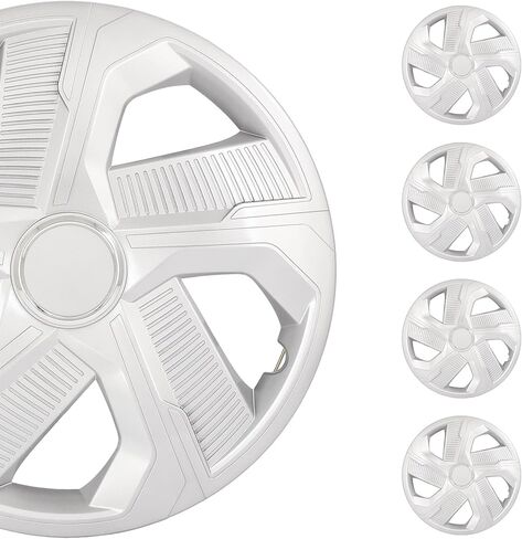 SCITOO 15 Inch Hubcaps 4-Pack Black & Silver Wheel Rim Cover Replacement Universal Fit Snap on R15 PP Material Set of 4 Hubcaps in Kuwait