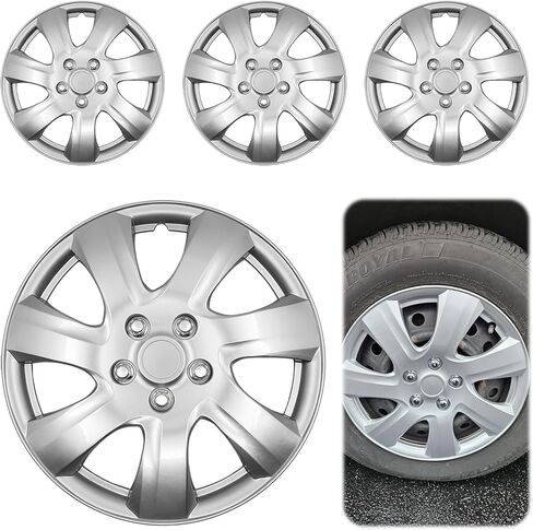 16 Inch Black Hubcaps Wheel Covers – Set of 4 Premium ABS Snap-On OEM Style Replacement for Cars, Trucks, SUVs & Vans – Durable, Secure Fit Rim Covers for 16" Steel Wheels in Saudi Arabia