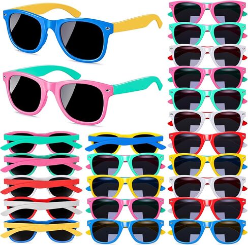 24Pcs Kids Sunglasses Bulk Party Favors with UV 400 Protection, Neon Sunglasses for Kids Age 3-8 Boys Girls for Summer Beach Preschool Classroom Prizes Birthday Gift Goodie Bags Stuffers in Saudi Arabia