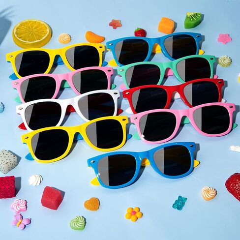 24Pcs Kids Sunglasses Bulk Party Favors with UV 400 Protection, Neon Sunglasses for Kids Age 3-8 Boys Girls for Summer Beach Preschool Classroom Prizes Birthday Gift Goodie Bags Stuffers in Saudi Arabia