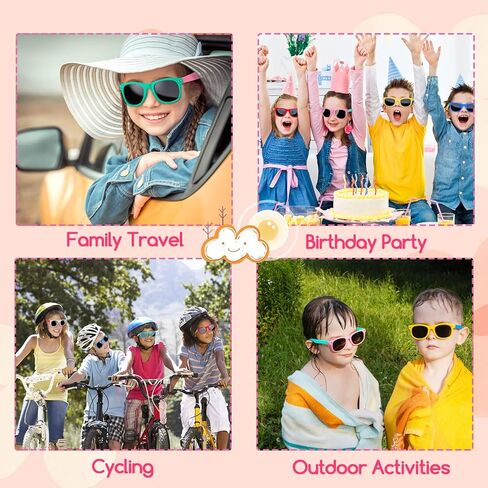 24Pcs Kids Sunglasses Bulk Party Favors with UV 400 Protection, Neon Sunglasses for Kids Age 3-8 Boys Girls for Summer Beach Preschool Classroom Prizes Birthday Gift Goodie Bags Stuffers in Saudi Arabia