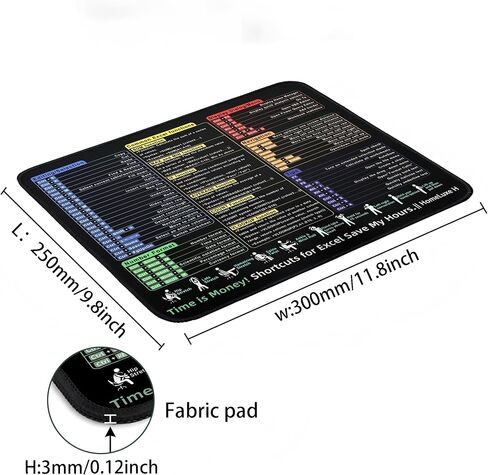 Small excel Cheat Sheet Desk pad-Waterproof Mouse Pad（11.8 in * 9.8 in） |Portable Computer Mousepad of Microsoft Excel Shortcuts | Office Desk Accessories | Non-Slip Stitched Edge in Saudi Arabia