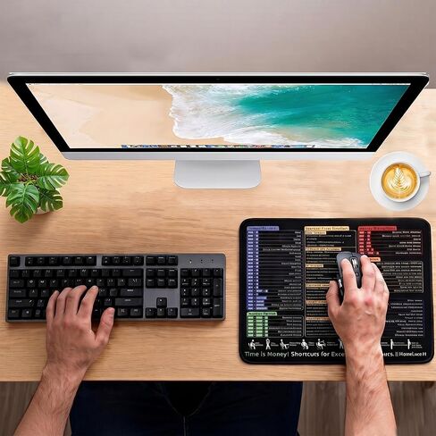 Small excel Cheat Sheet Desk pad-Waterproof Mouse Pad（11.8 in * 9.8 in） |Portable Computer Mousepad of Microsoft Excel Shortcuts | Office Desk Accessories | Non-Slip Stitched Edge in Saudi Arabia