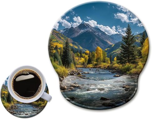 HOPONY Mouse Pad with Wrist Rest,Ergonomic Mouse Pads Wrist Support for Desk,Large Mousepad for Wireless Mouse Gaming Laptop Work Home Desk Accessories Office Supplies Decor,9 x 10 in,Fall Forest in Saudi Arabia