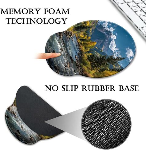 HOPONY Mouse Pad with Wrist Rest,Ergonomic Mouse Pads Wrist Support for Desk,Large Mousepad for Wireless Mouse Gaming Laptop Work Home Desk Accessories Office Supplies Decor,9 x 10 in,Fall Forest in Saudi Arabia