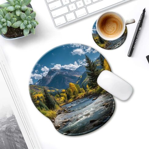 HOPONY Mouse Pad with Wrist Rest,Ergonomic Mouse Pads Wrist Support for Desk,Large Mousepad for Wireless Mouse Gaming Laptop Work Home Desk Accessories Office Supplies Decor,9 x 10 in,Fall Forest in Saudi Arabia