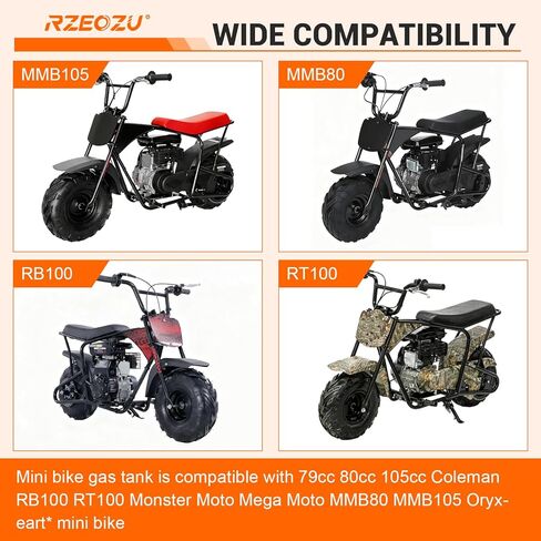 Mini Bike Gas Fuel Tank Replacement for Mega Moto Monster Moto MMB80 MMB105 Coleman RB100 RT100 Oryxearth 80cc 105cc Minibike Parts Kit Assembly Accessories Stainless Steel Black in Saudi Arabia