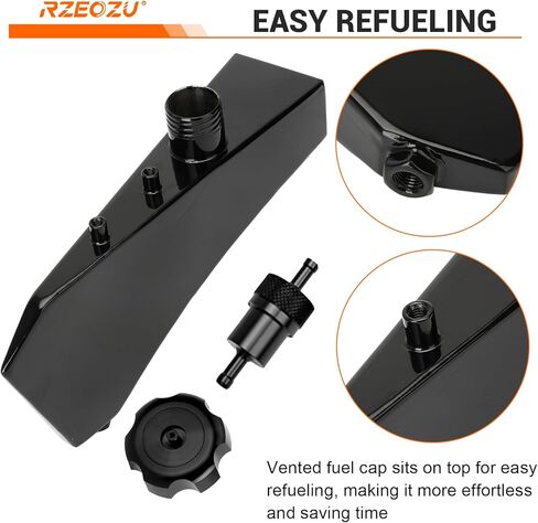 Mini Bike Gas Fuel Tank Replacement for Mega Moto Monster Moto MMB80 MMB105 Coleman RB100 RT100 Oryxearth 80cc 105cc Minibike Parts Kit Assembly Accessories Stainless Steel Black in Saudi Arabia