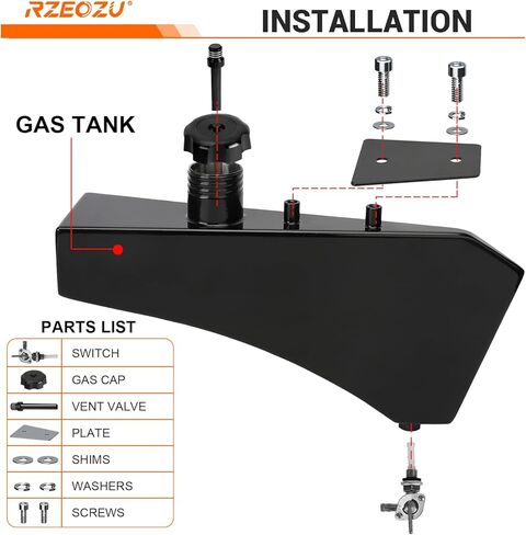 Mini Bike Gas Fuel Tank Replacement for Mega Moto Monster Moto MMB80 MMB105 Coleman RB100 RT100 Oryxearth 80cc 105cc Minibike Parts Kit Assembly Accessories Stainless Steel Black in Saudi Arabia