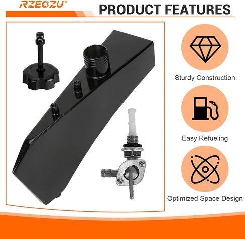 Mini Bike Gas Fuel Tank Replacement for Mega Moto Monster Moto MMB80 MMB105 Coleman RB100 RT100 Oryxearth 80cc 105cc Minibike Parts Kit Assembly Accessories Stainless Steel Black in Saudi Arabia