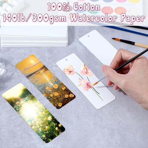 50 Pcs White Watercolor Paper Cards DIY Bookmarks Bulk 5.9" X 1.96" Watercolor Paper Blank Bookmarks Gift Bookmark Painting Drawing DIY Craft for Art Projects Kids Student Wet,Dry & Mixed Media in Saudi Arabia