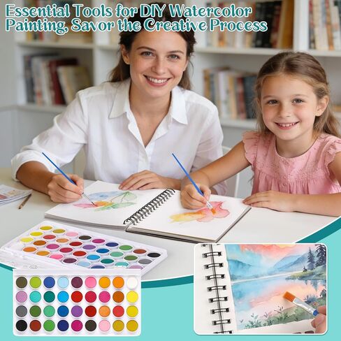 40 Sheets Watercolor Sketchbook with 36 Colors Watercolor Paint Set, 140lb/300g Watercolor Paper (5.5"x 8.5" & 3.5" x 5.5") Watercolor Painting Supplies for Artists Beginner in Saudi Arabia