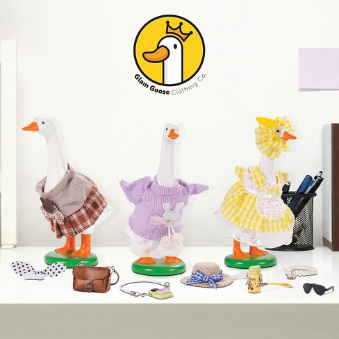 Glam Goose Clothing Co. Desk Goose Outfits 7 inches, 7 inch Desk Goose Outfits and Costumes, Desk Goose Clothes 7 inch and Accessories (Set B) in Saudi Arabia