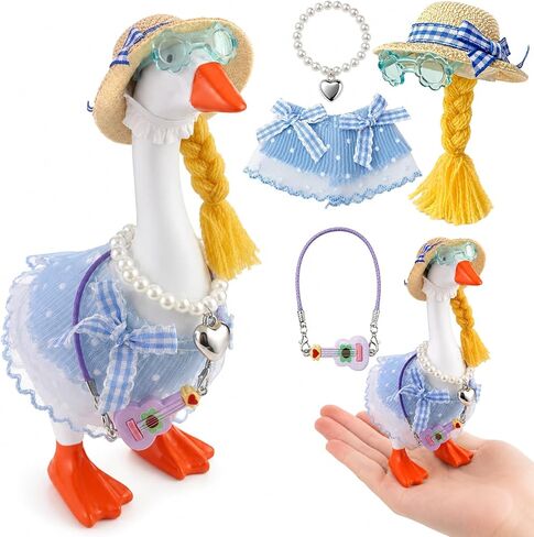 Mini Desk Goose Outfits 7 Inches - Desk Goose Clothes Set for Summer, Desktop Goose Accessories for Home Office Decor(Hawaii) in Saudi Arabia