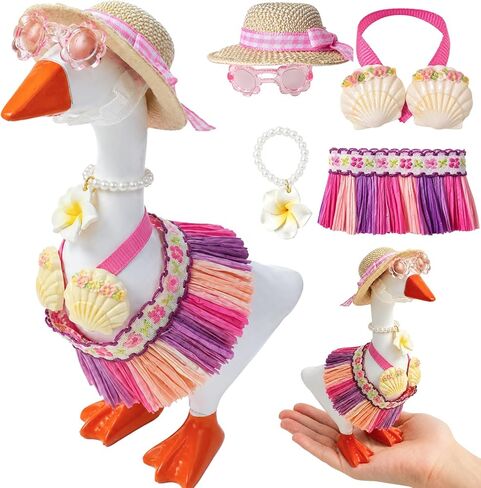 Mini Desk Goose Outfits 7 Inches - Desk Goose Clothes Set for Summer, Desktop Goose Accessories for Home Office Decor(Hawaii) in Saudi Arabia